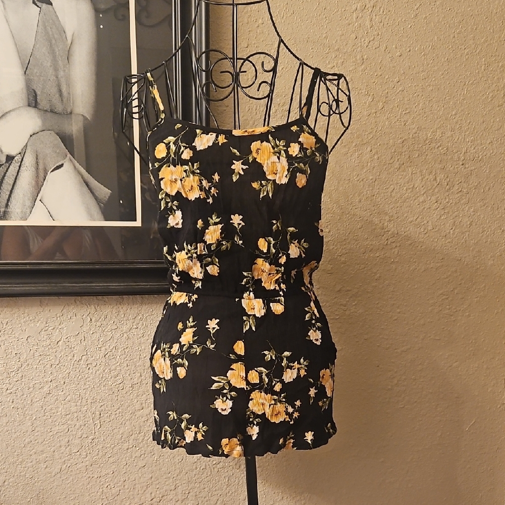 Floral Black and Yellow Women's Top